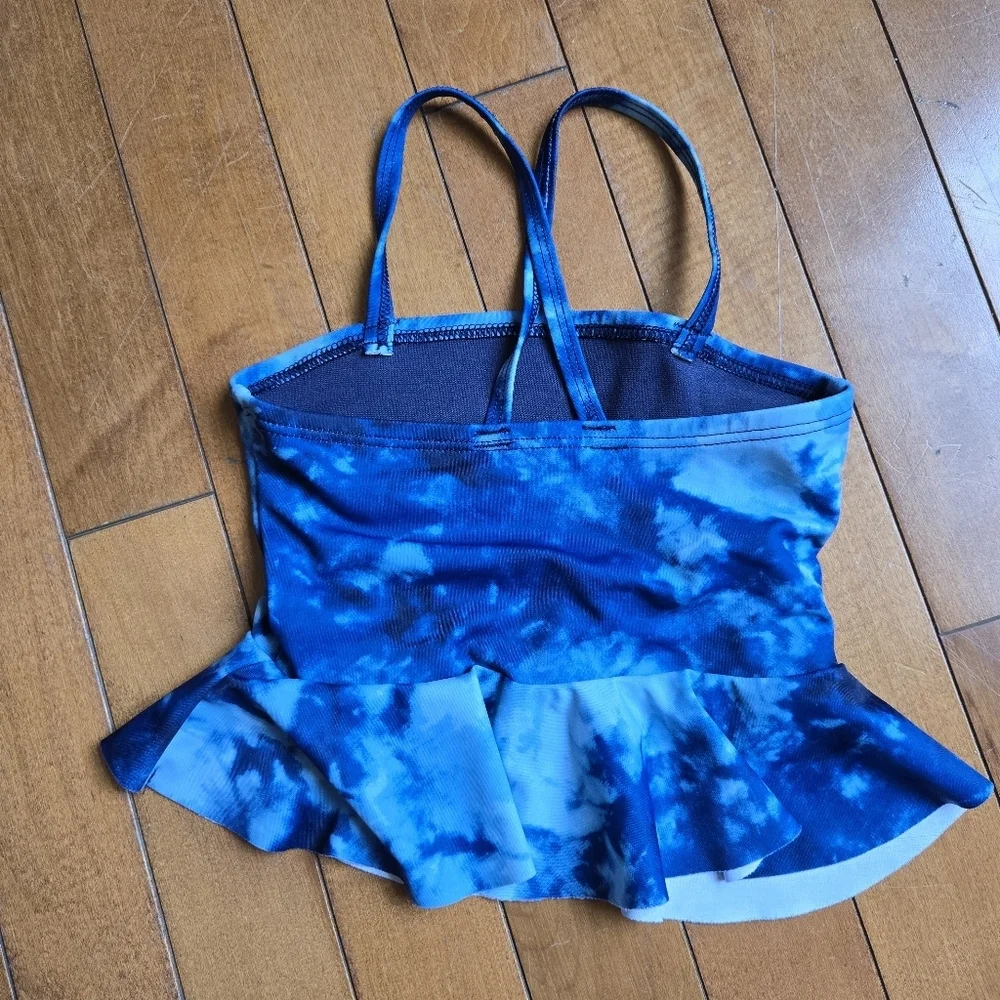 Blue Tie-Dye Girl 3T Two Piece Bikini set VGUC City Street Ruffles